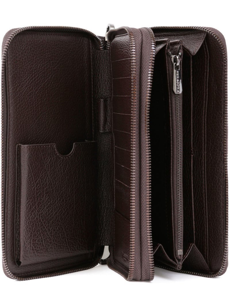 Compañero de viaje - stop rfid - cuero encore hexagona Marrón oscuro - Kiabi