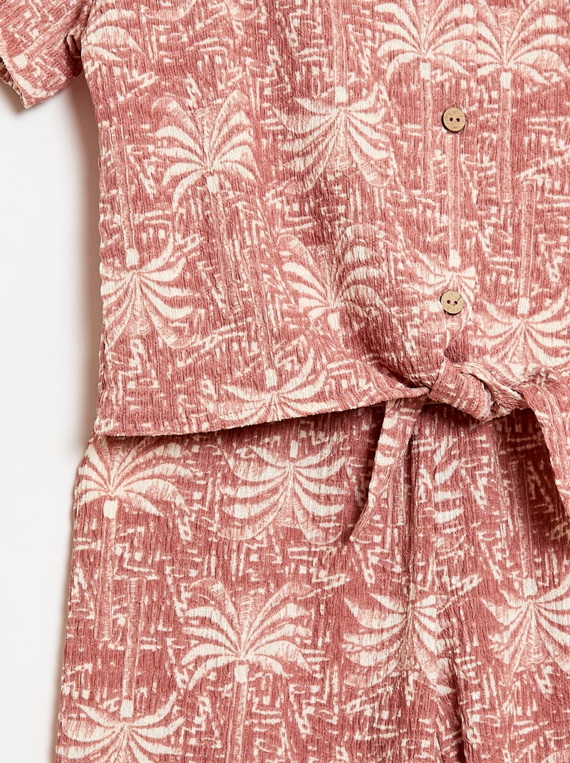 Conjunto 2 piezas camisa + pantalón Rosa - Kiabi