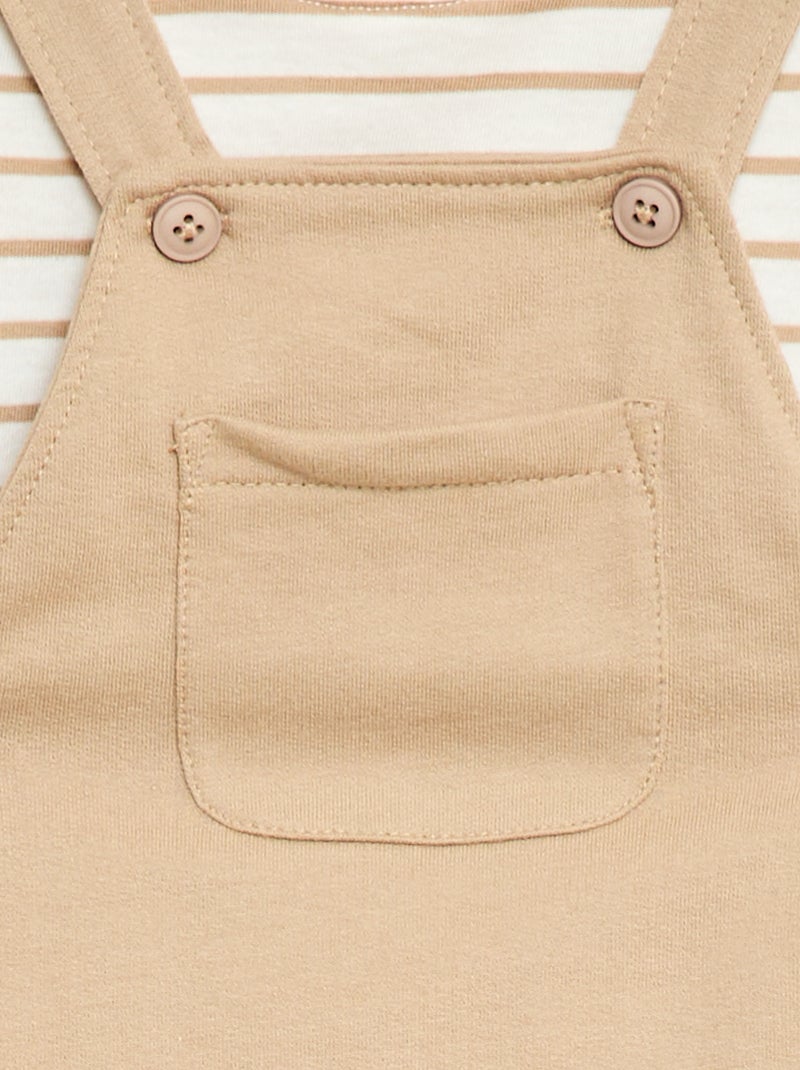 Conjunto 2 piezas Camiseta + Peto corto Beige - Kiabi