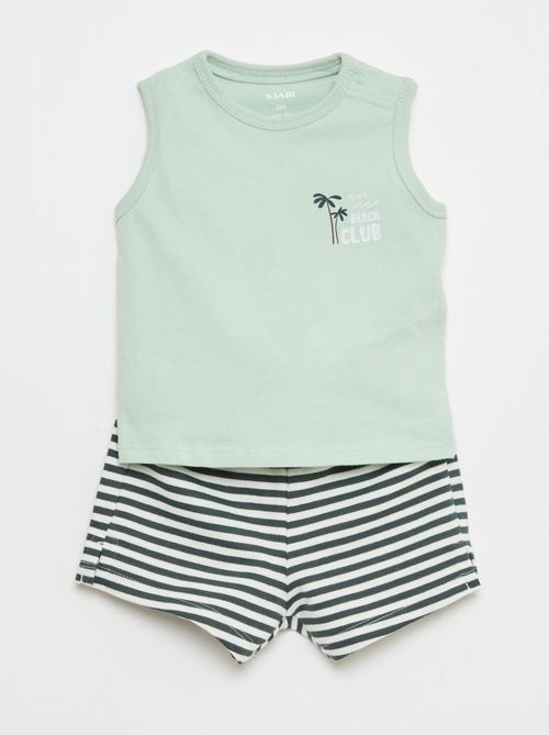 Conjunto 2 piezas camiseta sin mangas + pantalón corto - Kiabi