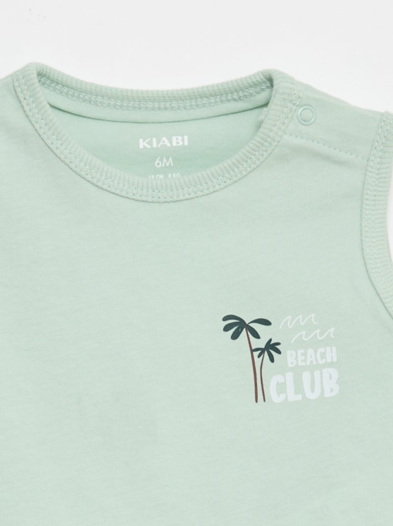 Conjunto 2 piezas camiseta sin mangas + pantalón corto Azul - Kiabi