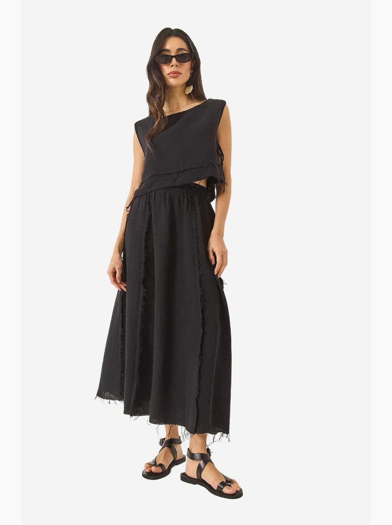 Conjunto 2 piezas muselina con blusa y falda elástica lucci Negro - Kiabi