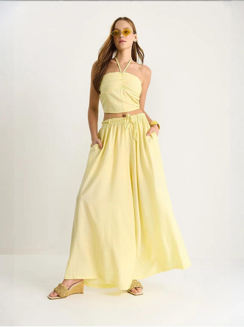 Conjunto ajustado de dos piezas con cuello de corazón lucci Amarillo limón - Kiabi