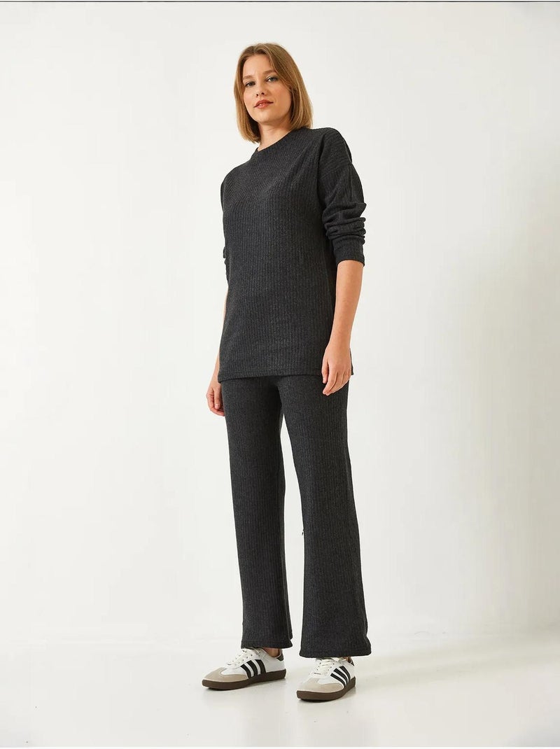 Conjunto básico de dos piezas con cuello redondo lucci Gris medio - Kiabi