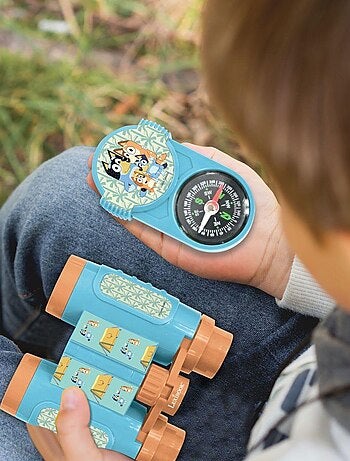 conjunto Bluey aventura con walkie talkies de hasta 120 m, prism?ticos y br?jula