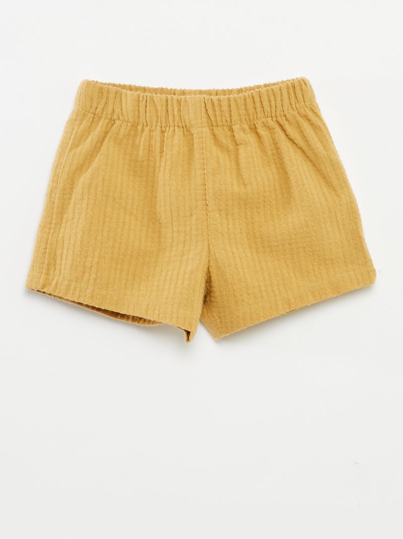 Conjunto blusa bordada + Pantalón corto - 2 piezas AMARILLO - Kiabi