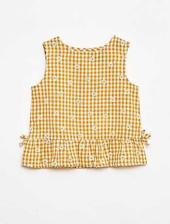 Conjunto blusa + Pantalón corto con estampado vichy - 2 piezas