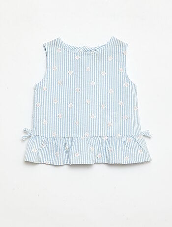 Conjunto blusa + Pantalón corto con estampado vichy - 2 piezas