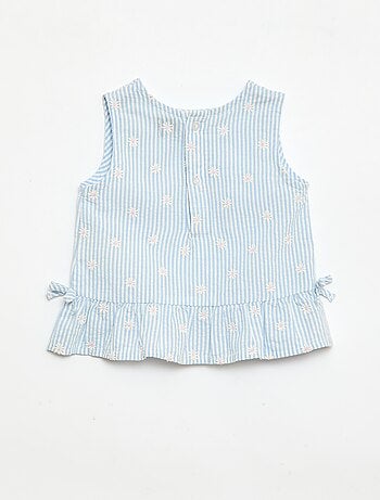 Conjunto blusa + Pantalón corto con estampado vichy - 2 piezas