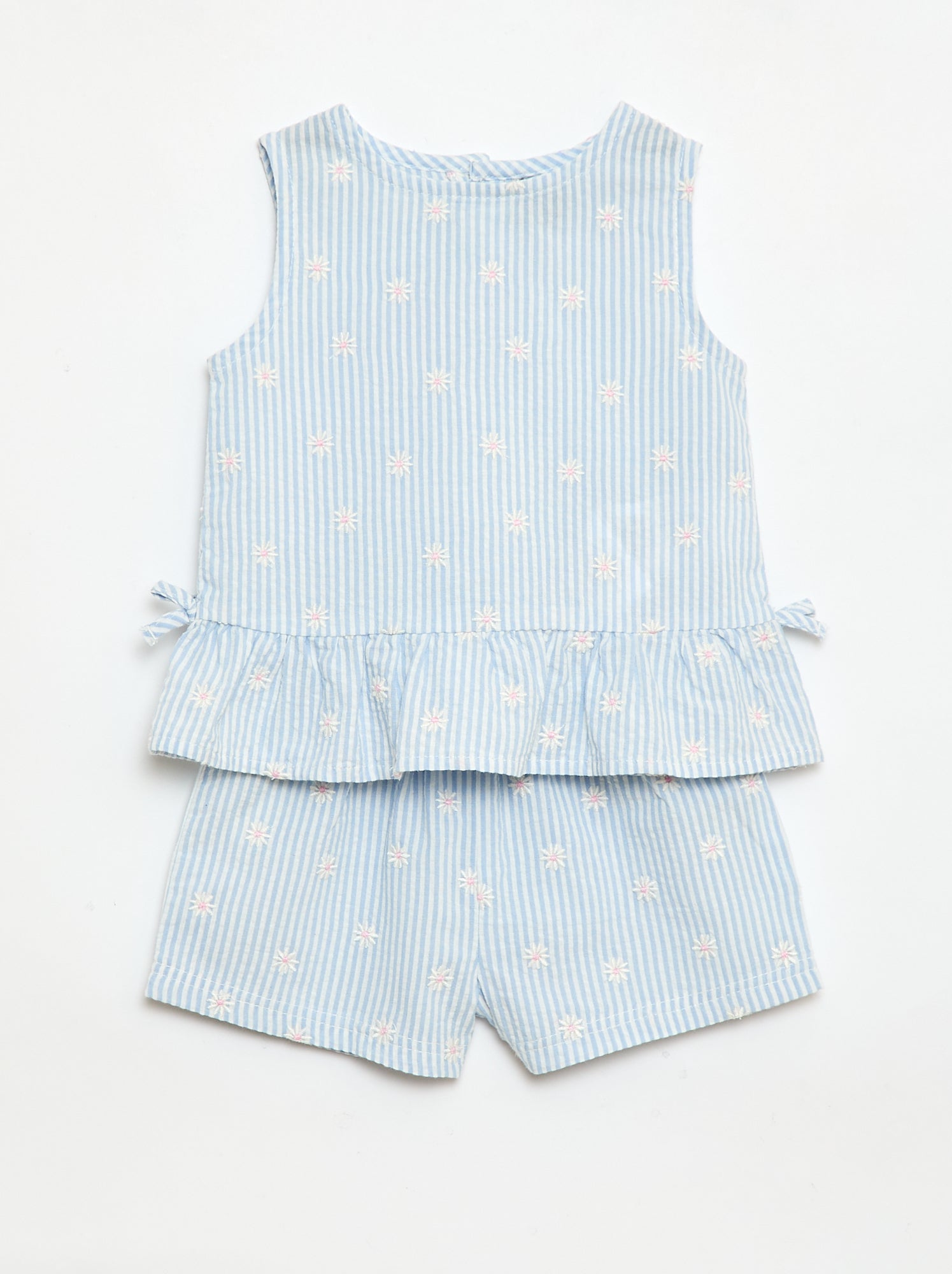 Conjunto blusa + Pantalón corto con estampado vichy - 2 piezas