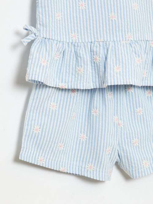Conjunto blusa + Pantalón corto con estampado vichy - 2 piezas - Kiabi
