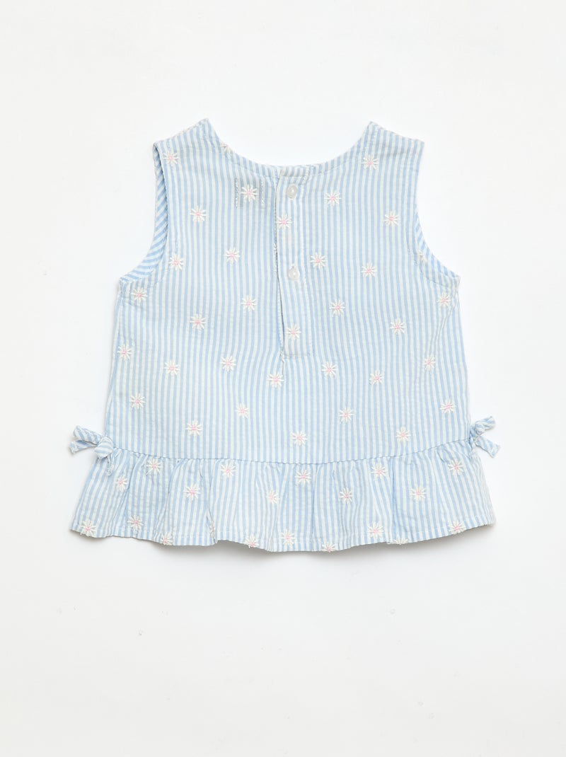Conjunto blusa + Pantalón corto con estampado vichy - 2 piezas Azul - Kiabi