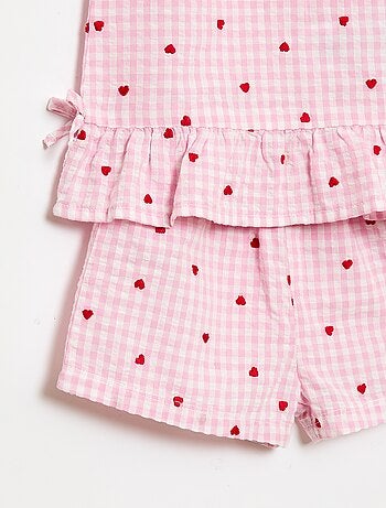 Conjunto blusa + Pantalón corto con estampado vichy - 2 piezas