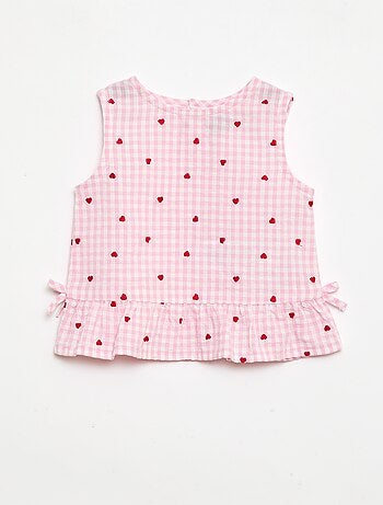 Conjunto blusa + Pantalón corto con estampado vichy - 2 piezas