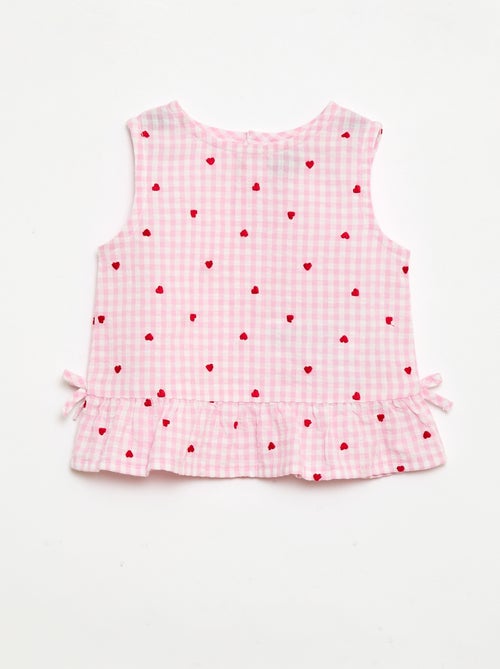 Conjunto blusa + Pantalón corto con estampado vichy - 2 piezas - Kiabi