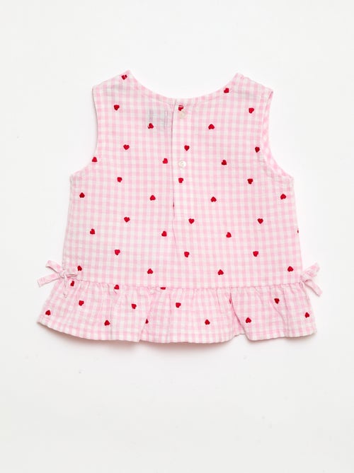 Conjunto blusa + Pantalón corto con estampado vichy - 2 piezas - Kiabi