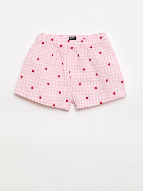 Conjunto blusa + Pantalón corto con estampado vichy - 2 piezas - Kiabi