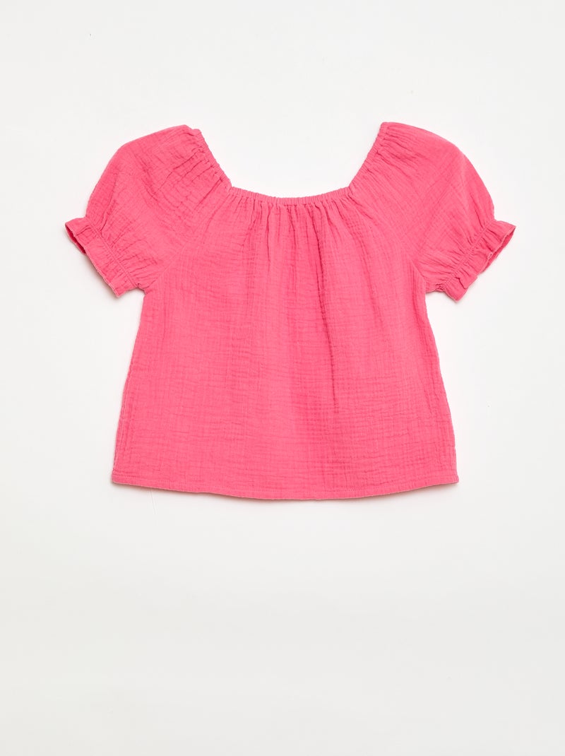 Conjunto blusa + Pantalón corto liso - 2 piezas Rosa - Kiabi