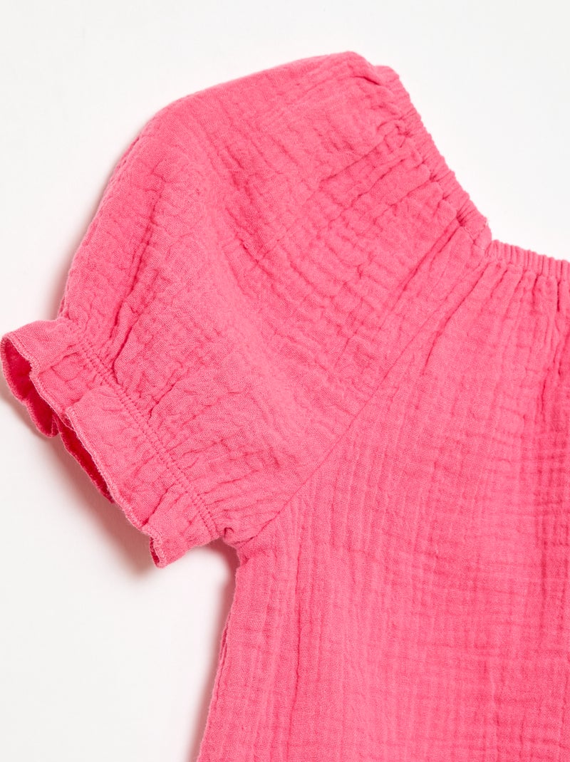 Conjunto blusa + Pantalón corto liso - 2 piezas Rosa - Kiabi