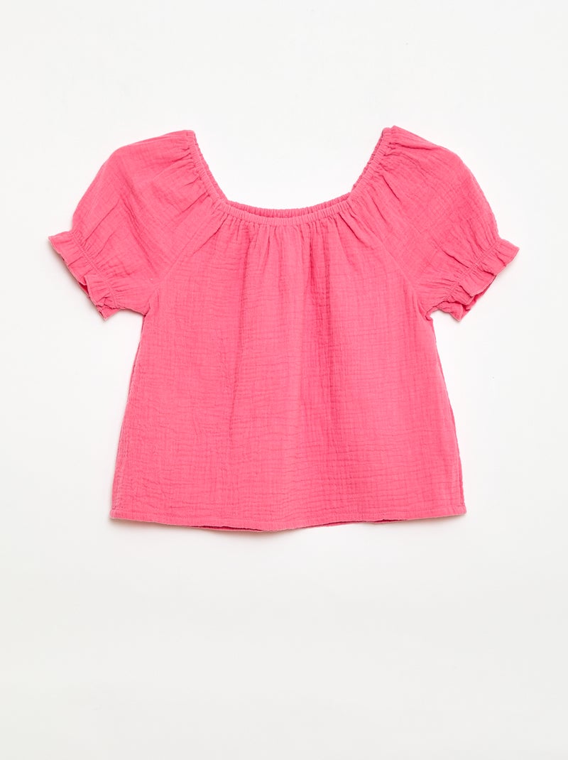 Conjunto blusa + Pantalón corto liso - 2 piezas Rosa - Kiabi