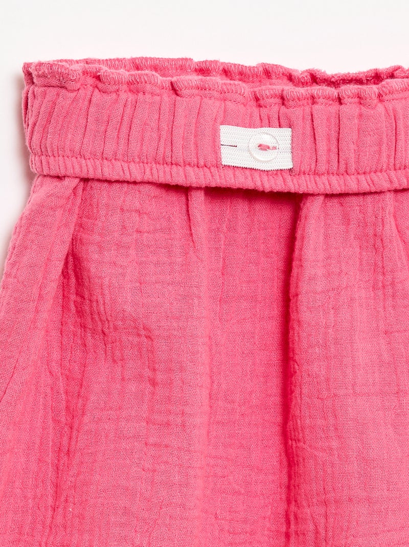 Conjunto blusa + Pantalón corto liso - 2 piezas Rosa - Kiabi