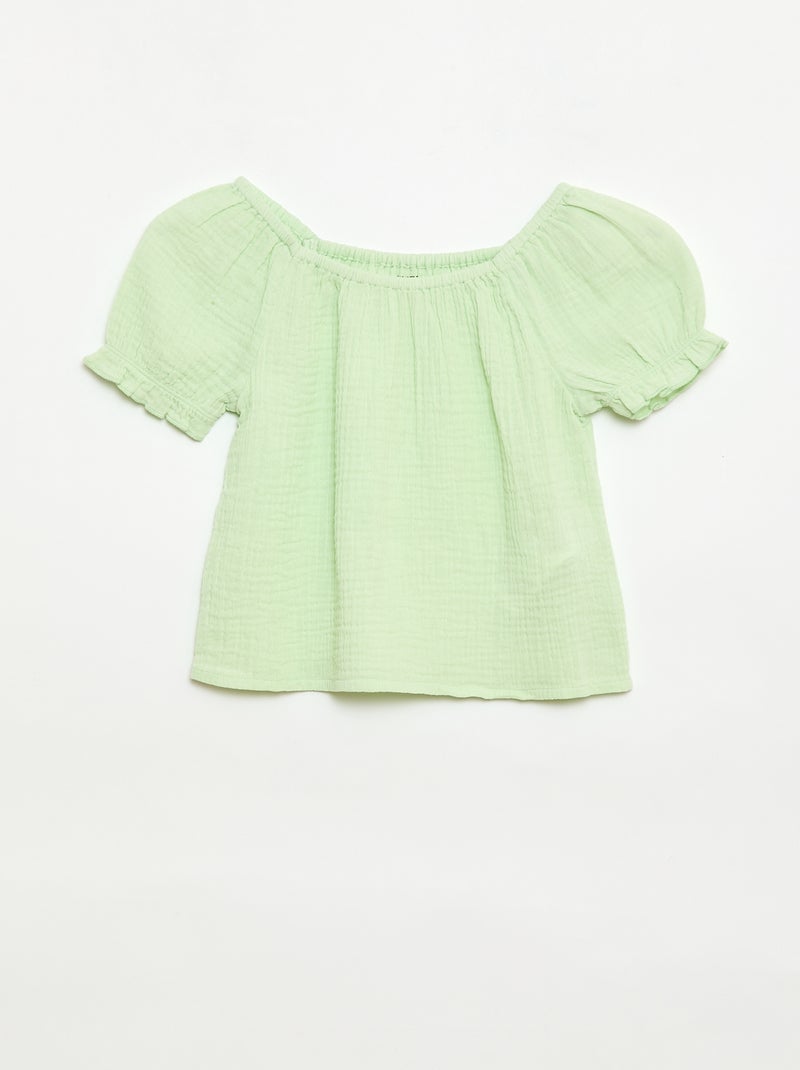 Conjunto blusa + Pantalón corto liso - 2 piezas Verde - Kiabi