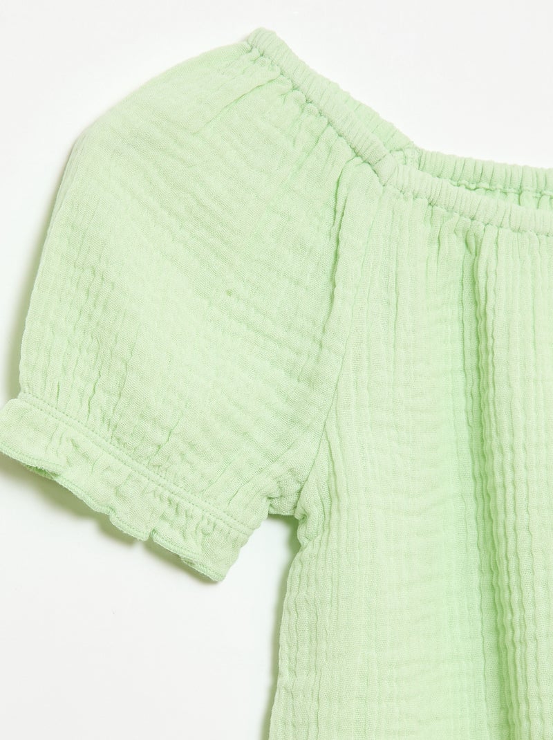 Conjunto blusa + Pantalón corto liso - 2 piezas Verde - Kiabi