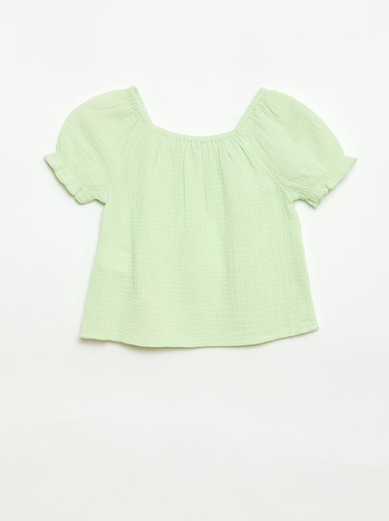 Conjunto blusa + Pantalón corto liso - 2 piezas Verde - Kiabi