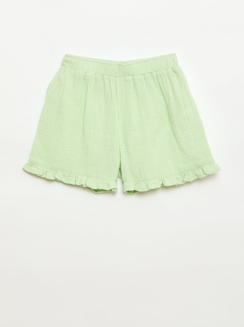 Conjunto blusa + Pantalón corto liso - 2 piezas Verde - Kiabi
