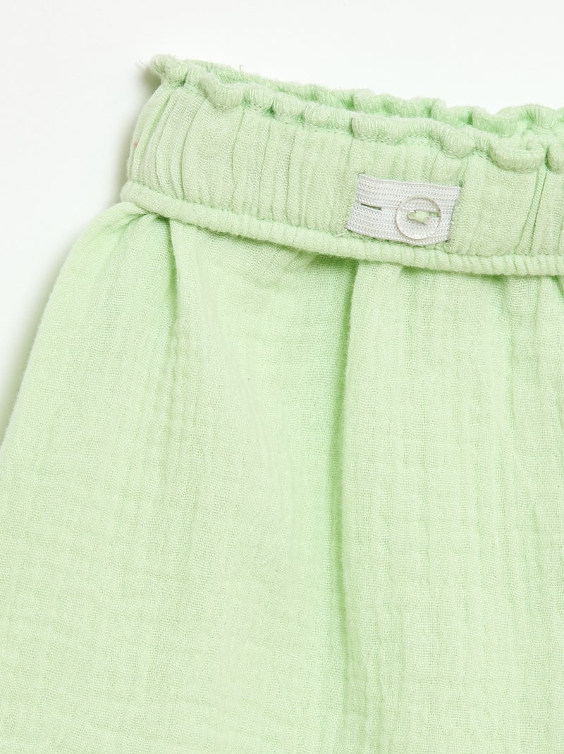 Conjunto blusa + Pantalón corto liso - 2 piezas Verde - Kiabi
