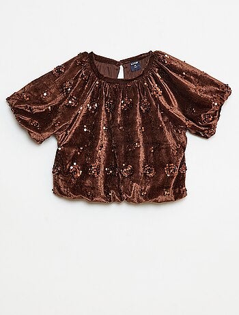Conjunto blusa + pantalón flare fit de terciopelo
