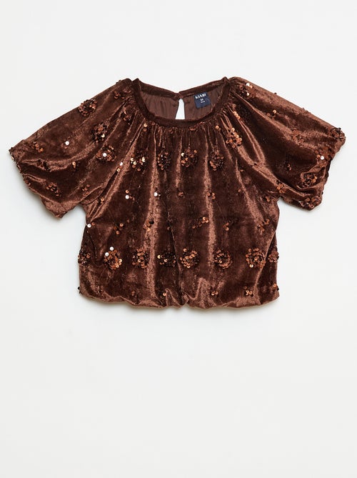 Conjunto blusa + pantalón flare fit de terciopelo - Kiabi