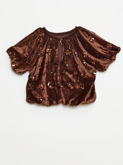 Conjunto blusa + pantalón flare fit de terciopelo - Kiabi