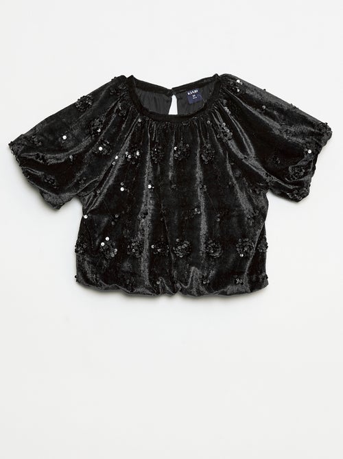 Conjunto blusa + pantalón flare fit de terciopelo - Kiabi