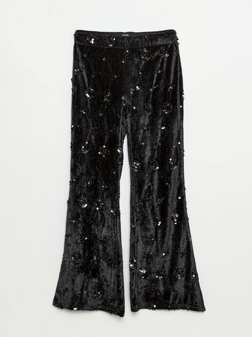 Conjunto blusa + pantalón flare fit de terciopelo - Kiabi