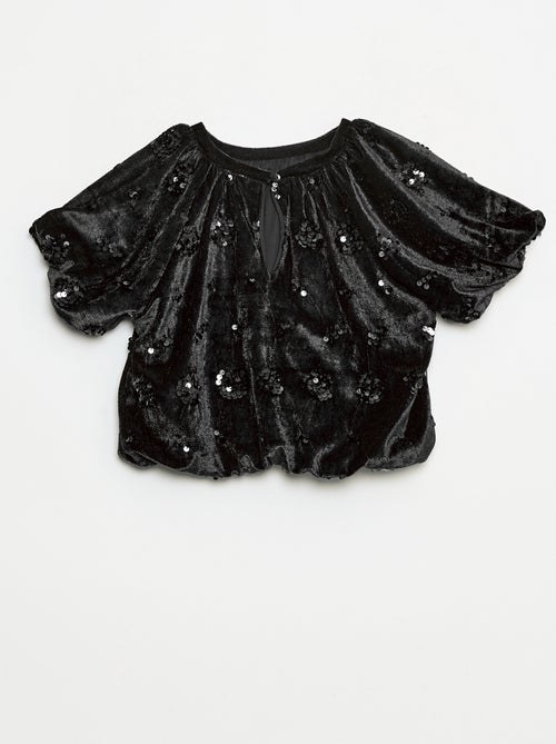 Conjunto blusa + pantalón flare fit de terciopelo - Kiabi