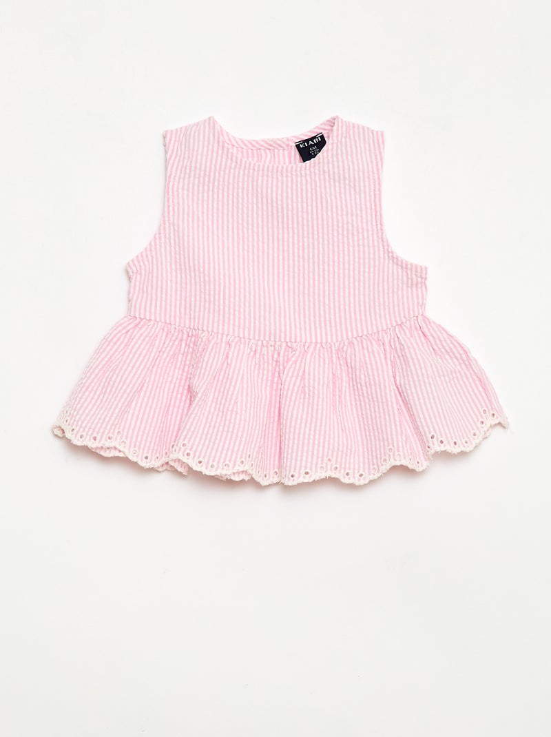 Conjunto blusa + pantalón vichy - 2 piezas Rosa - Kiabi