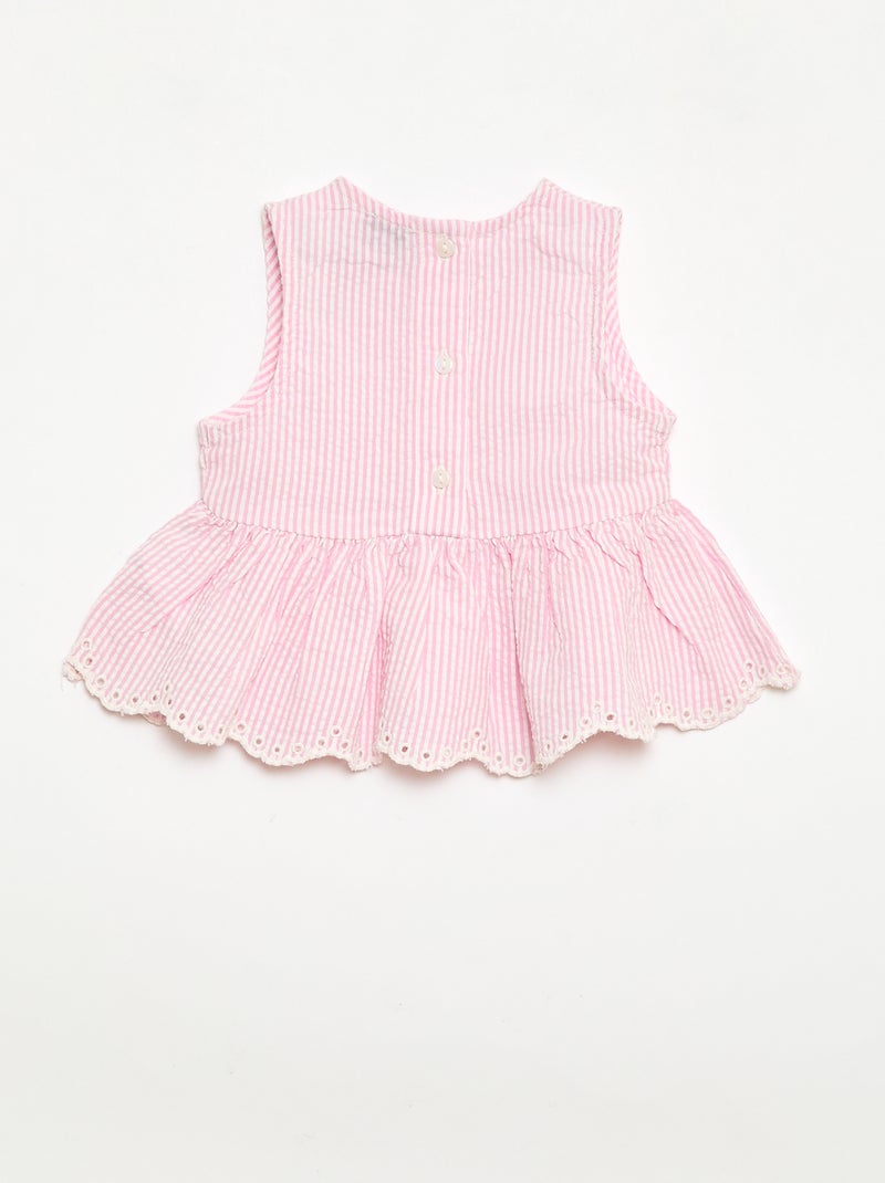 Conjunto blusa + pantalón vichy - 2 piezas Rosa - Kiabi