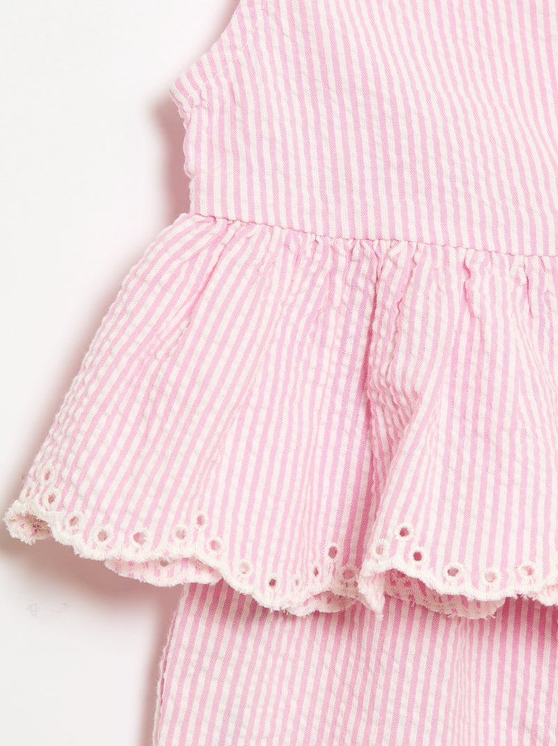 Conjunto blusa + pantalón vichy - 2 piezas Rosa - Kiabi