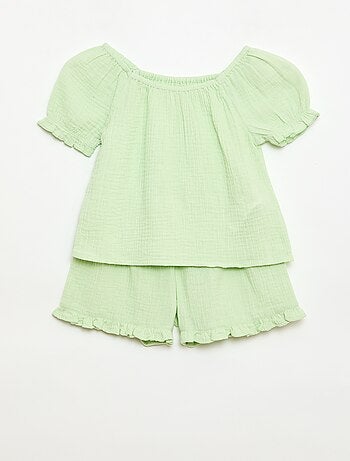 Conjunto blusa + short liso - 2 piezas