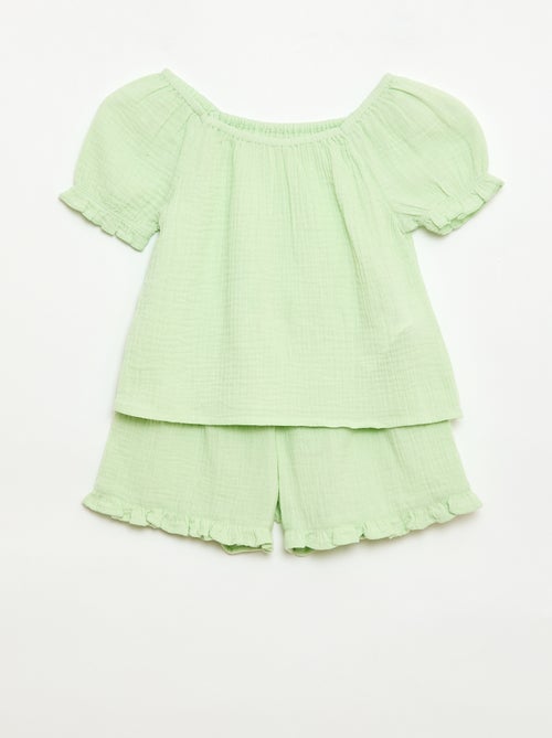 Conjunto blusa + short liso - 2 piezas - Kiabi Conjunto blusa + short liso - 2 piezas - Kiabi