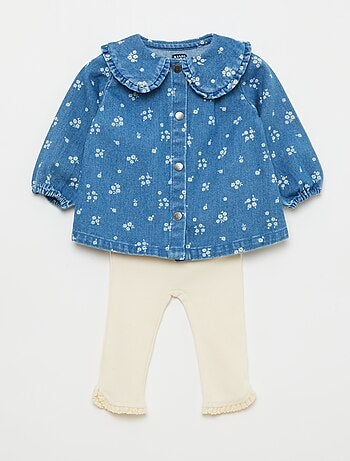 Conjunto blusa vaquera + leggings - 2 piezas