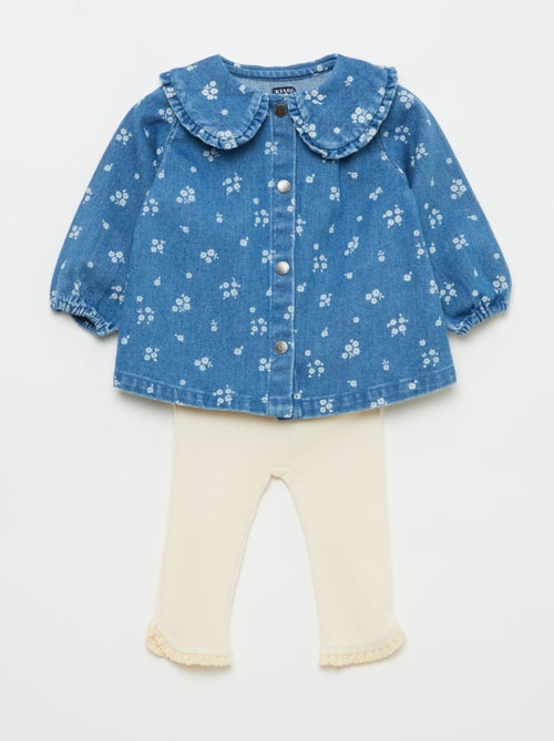 Conjunto blusa vaquera + leggings - 2 piezas - Kiabi