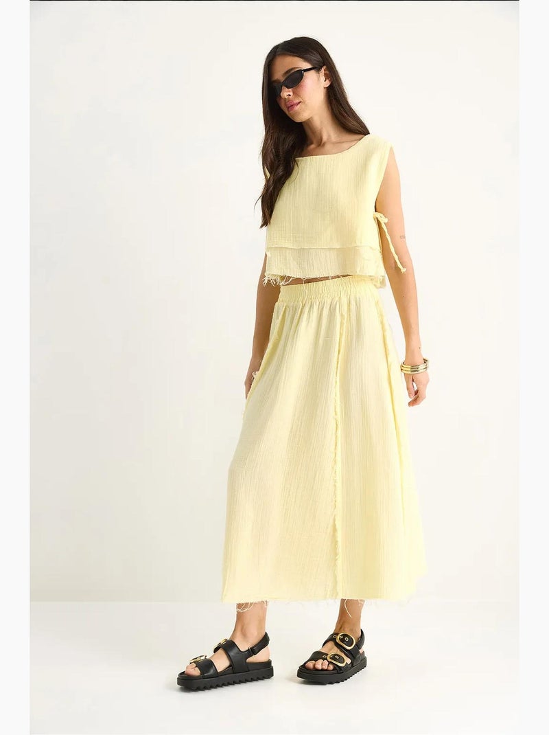 Conjunto blusa y falda muselina 2 piezas lucci Amarillo limón - Kiabi