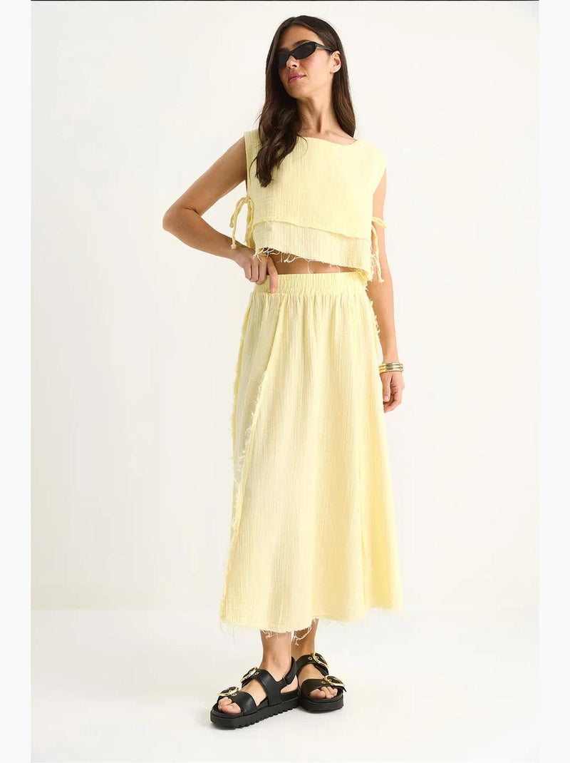 Conjunto blusa y falda muselina 2 piezas lucci Amarillo limón - Kiabi