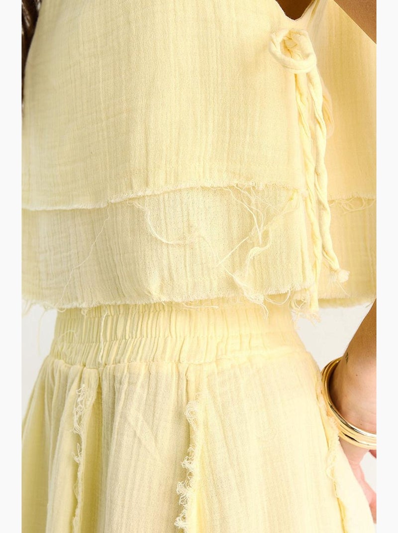 Conjunto blusa y falda muselina 2 piezas lucci Amarillo limón - Kiabi