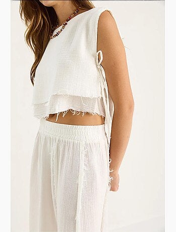 Conjunto 2 piezas muselina con blusa y falda elástica lucci