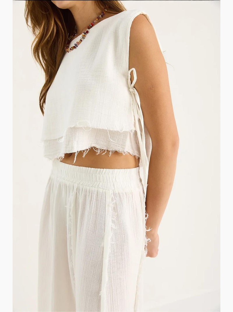 Conjunto blusa y falda muselina 2 piezas lucci Marfil - Kiabi