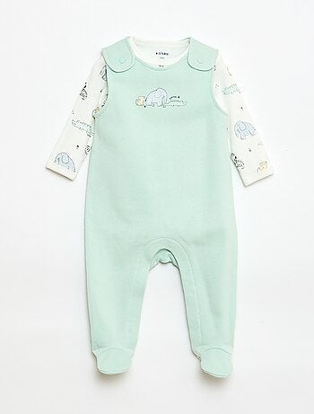 Conjunto body de manga larga + peto con pies