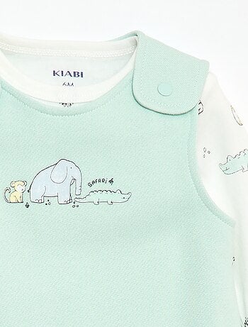 Conjunto body de manga larga + peto con pies